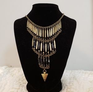 Bronze / Gold & Black Tribal Statement Necklace